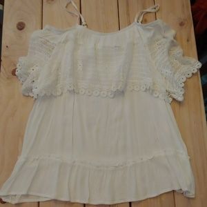 White lace Tank with off shoulder sleeves